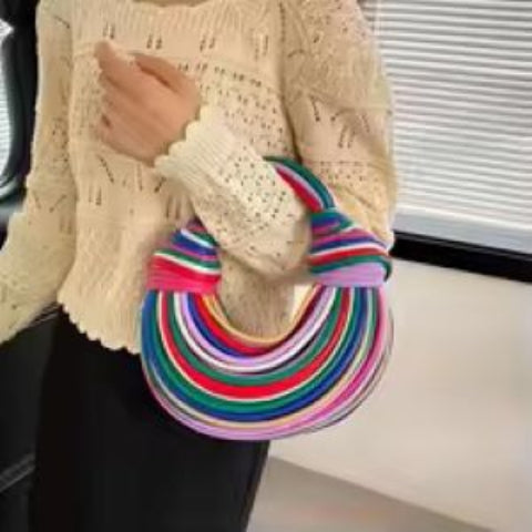 Gold Luxury Designer Handwoven Noodle Bag