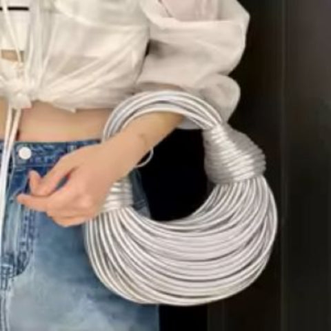 Gold Luxury Designer Handwoven Noodle Bag