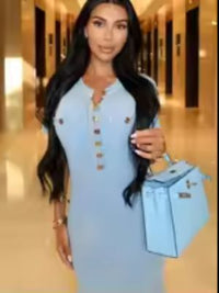 Elegant Contrast Knit Maxi Dress for Women