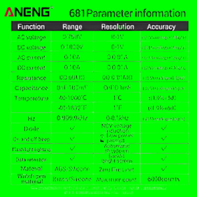 ANENG 681 Rechargeable Digital Multimeter