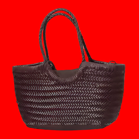 Genuine Leather Woven Shoulder Bag
