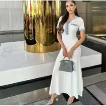Elegant Contrast Knit Maxi Dress for Women