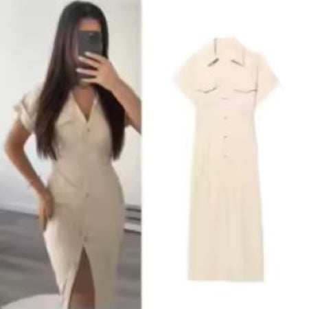 Elegant White Denim Long Dress for Women