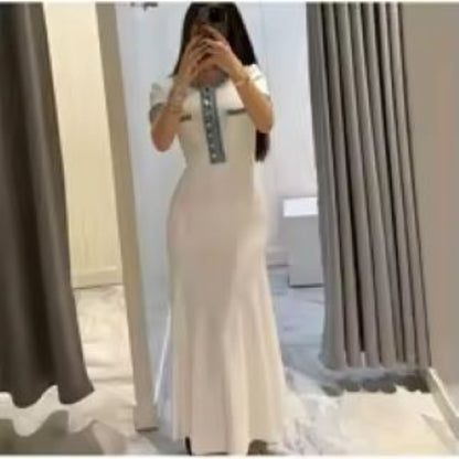 Elegant Contrast Knit Maxi Dress for Women