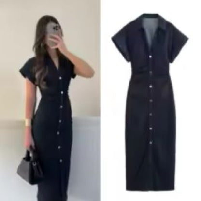 Elegant White Denim Long Dress for Women