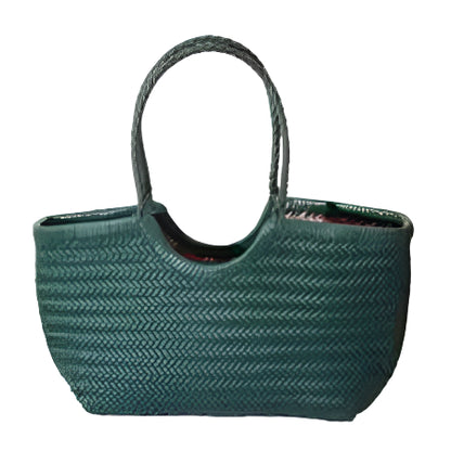 Genuine Leather Woven Shoulder Bag