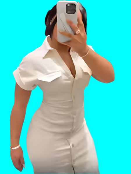 Elegant White Denim Long Dress for Women