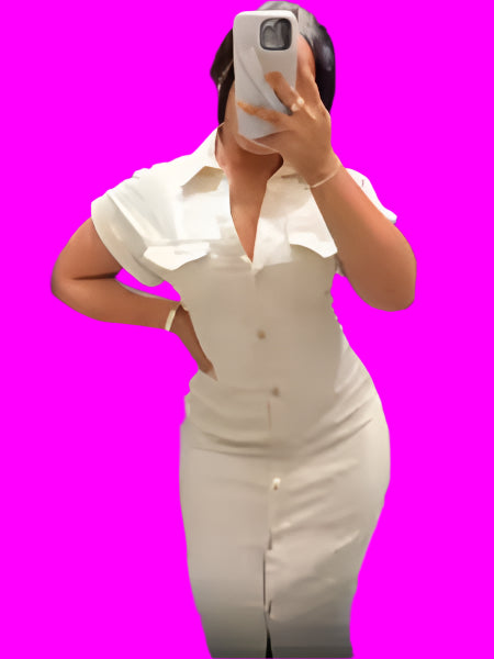 Elegant White Denim Long Dress for Women