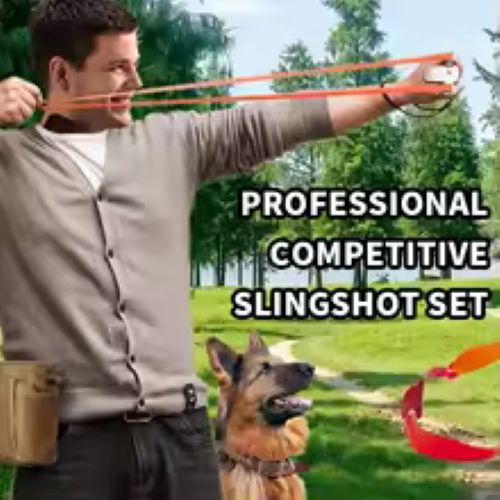 Metal Slingshot with Flat Rubber Bands