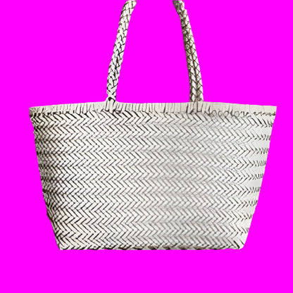 Genuine Leather Woven Shoulder Bag