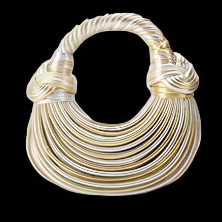 Gold Luxury Designer Handwoven Noodle Bag