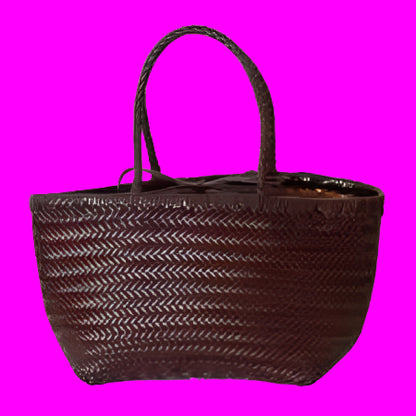 Genuine Leather Woven Shoulder Bag