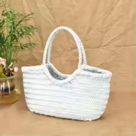 Genuine Leather Woven Shoulder Bag
