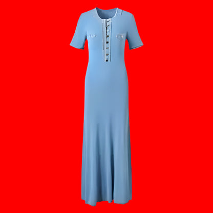 Elegant Contrast Knit Maxi Dress for Women